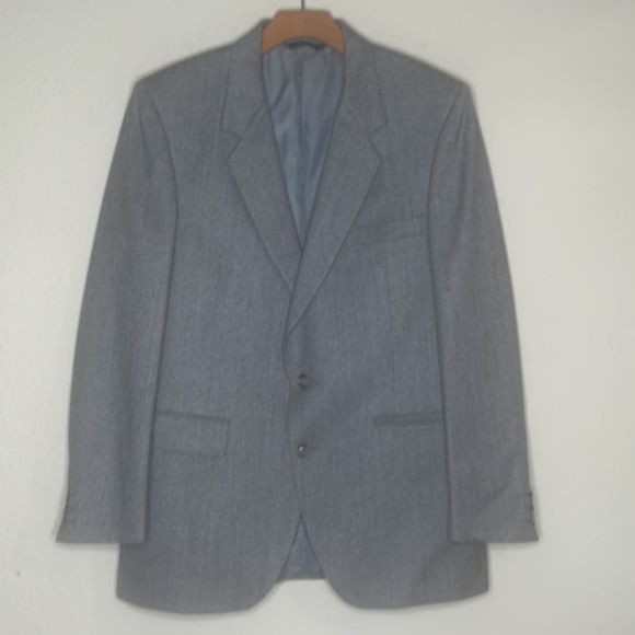 VTG Australia 100% Wool Eagles Clothes Two Button Blazer Chevron Gray Large - Picture 3 of 13